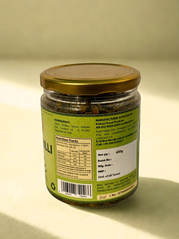 Kishori Green Chilly Pickle – 450g | Spicy & Tangy Indian Pickle